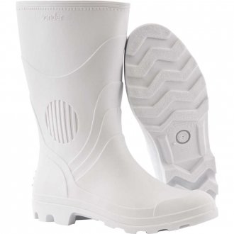 Bota de PVC branca, cano m�dio, com forro, 45, VONDER