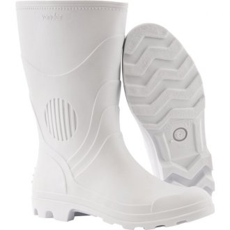 Bota de PVC branca, cano m�dio, 28 cm, com forro, 37/38, VONDER