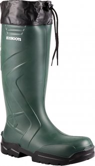 Bota em poliuretano, n�  35, cano longo verde com polaina e solado pretos, Ecoboots Polytech, 91BPUL600PL BRACOL