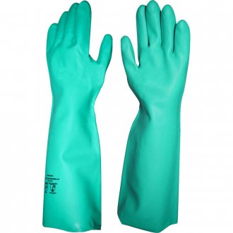Luva nitr�lica, verde, longa (45 cm), sem forro, palma antiderrapante, tamanho 9 (G), LV-NVL-9 IMBAT