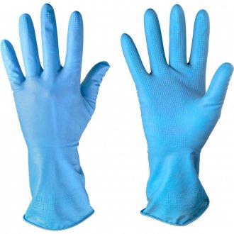 Luva de l�tex, tamanho P, 32 cent�metros, cor azul, antiderrapante, com forro, IMBAT