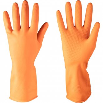 Luva de l�tex, tamanho P, 32 cent�metros, cor laranja, antiderrapante, com forro, IMBAT