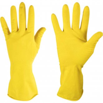 Luva de l�tex, tamanho GG, 32 cent�metros, cor amarela, antiderrapante, com forro, IMBAT