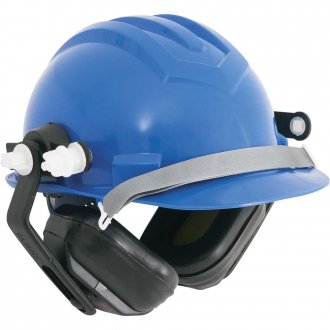 Capacete azul, com aba frontal e abafador de ru�dos,3187, LEDAN