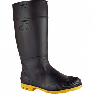 Bota de PVC cano longo, tamanho 42, sem forro, preta e amarela, BPCL40 VULCABRAS