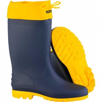 Bota de PVC azul com polaina amarela, 41/42, cano m�dio, com forro, VONDER