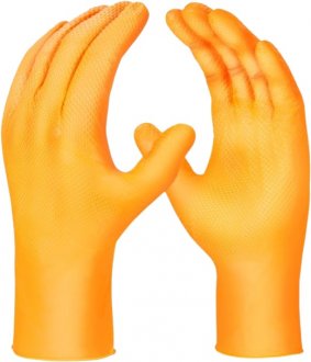 Luva nitr�lica ambidestra sem talco, tamanho P, laranja, SENSIFLEX GRIP DANNY