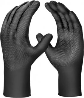 Luva nitr�lica ambidestra sem talco, tamanho XG, preta, SENSIFLEX GRIP DANNY