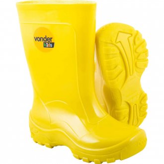 Bota infantil de PVC, amarela, com forro, 20/21, VONDER