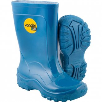 Bota infantil de PVC, azul, com forro, 20/21, VONDER