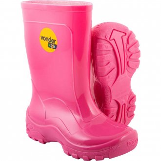 Bota infantil de PVC, rosa, com forro, 26/27, VONDER