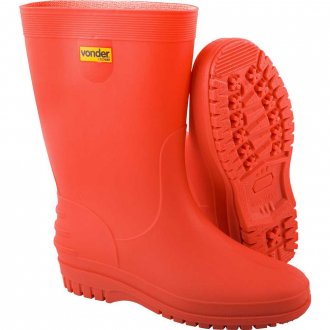 Bota de PVC, vermelha, com forro, 38/39, VONDER
