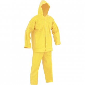 Conjunto para prote��o, japona e cal�a em PVC com forro, tamanho GG, amarelo, CAPSEG