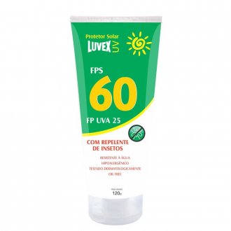 Creme protetor solar, FPS: 60 (UVB) e 25 (UVA), 120 g, com repelente para insetos, resistente a �gua, LUVEX
