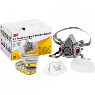 Kit respirador semifacial 6200 com cartucho de filtros 6003 amarelo, HB004643753, 3M