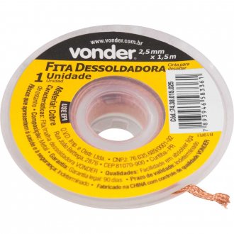 Fita malha dessoldadora 2,5 mm x 1,5 m,VONDER