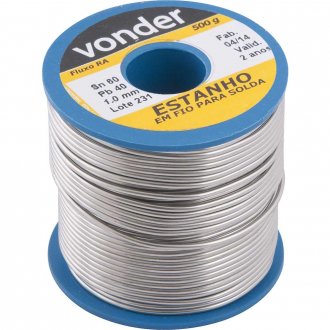 Estanho em fio, com fluxo, 1,0 mm, 60 x 40,com 500 g,VONDER