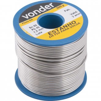 Estanho em fio, com fluxo, 1,5 mm, 60 x 40,com 500 g,VONDER