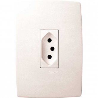 Tomada de embutir linha Pial Plus vertical 2 pinos + terra 615077 PIAL