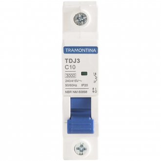 Mini disjuntor 1 polo, 10 A, 3 kA, TDJ3, 58011104 TRAMONTINA ELETRIK