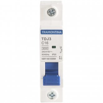 Mini disjuntor 1 polo, 16 A, 3 kA, TDJ3, 58011105 TRAMONTINA ELETRIK