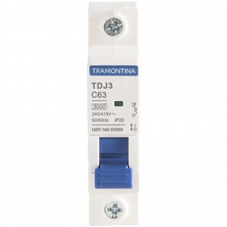 Mini disjuntor 1 polo, 63 A, 3 kA, TDJ3, 58011111 TRAMONTINA ELETRIK