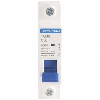 Mini disjuntor 1 polo, 50 A, 6 kA, TDJ6, 58011140 TRAMONTINA ELETRIK