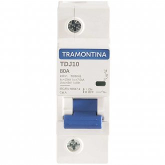 Mini disjuntor 1 polo, 80 A, 10 kA, TDJ10, 58011143 TRAMONTINA ELETRIK
