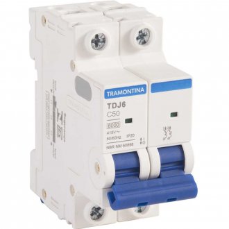 Mini disjuntor 2 polos, 50 A, 6 kA, TDJ6, 58012140 TRAMONTINA ELETRIK