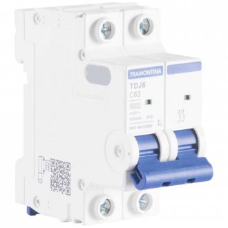 Mini disjuntor 2 polos, 63 A, 6 kA, TDJ6, 58012141 TRAMONTINA ELETRIK