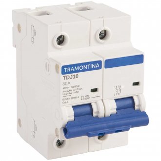 Mini disjuntor 2 polos, 80 A, 10 kA, TDJ10, 58012143 TRAMONTINA ELETRIK