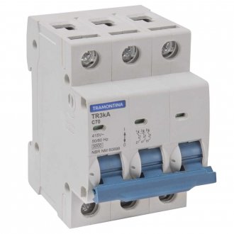 Mini disjuntor 3 polos, 70 A, 3 kA, TR3KA, 58013012 TRAMONTINA ELETRIK