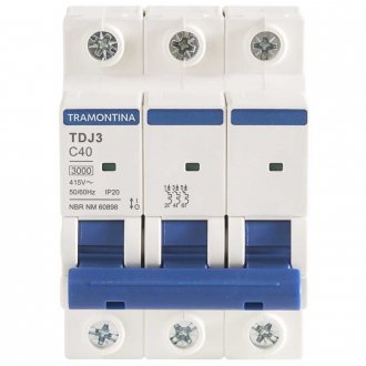 Mini disjuntor 3 polos, 40 A, 3 kA, TDJ3, 58013109 TRAMONTINA ELETRIK
