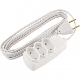 Extens�o el�trica com 3 metros, cord�o PL 2 x 0,75 mm�, 2P gelo, modelo Sort 1513, DANEVA
