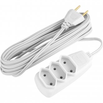 Extens�o el�trica com 5 metros, cord�o PL 2 x 0,75 mm�, 2P gelo, modelo Sort 1514, DANEVA