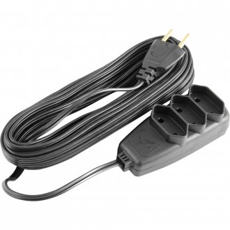 Extens�o el�trica com 5 metros, cord�o PL 2 x 0,75 mm�, 2P preta, modelo Sort 1656, DANEVA