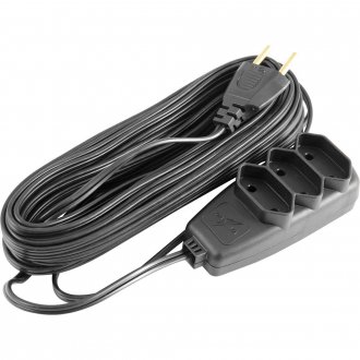 Extens�o el�trica com 10 metros, cord�o PL 2 x 0,75 mm�, 2P preta, modelo Sort 1657, DANEVA