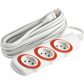 Extens�o el�trica com 5 metros, cabo PL 3 x 0,75 mm�, 2P+T gelo, modelo No Shock 45 1714, DANEVA