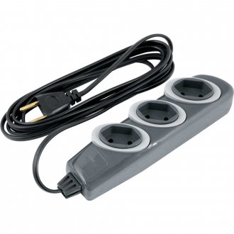 Extens�o el�trica com 3 metros, cabo PP 2 x 0,75 mm�, 2P grafite, modelo No Shock 45 1717, DANEVA