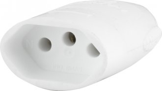 Plugue f�mea 2P+T redondos, branco, 20 A, 250 V~, DN1612 DANEVA