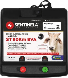 Eletrificador de cerca el�trica 80 km, com alcance de 12.500 m, 4077 SENTINELA