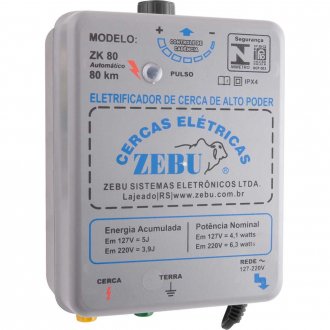 Eletrificador de cerca el�trica 80 km ZK 80 127v-220v ZEBU