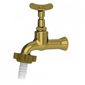 Torneira met�lica para jardim, amarela, 3/4
