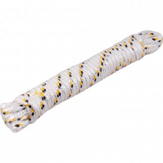 Corda multifilamento tran�ada 8,0 mm x 15 m, branca com detalhes em preto e amarelo, cartela, VONDER