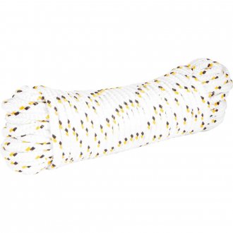 Corda multifilamento tran�ada 10,0 mm x 30 m, branca com detalhes em preto e amarelo, cartela, VONDER