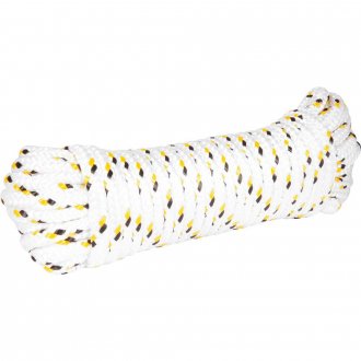 Corda multifilamento tran�ada 12,0 mm x 20 m, branca com detalhes em preto e amarelo, cartela, VONDER