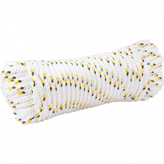 Corda multifilamento tran�ada 12,0 mm x 30 m, branca com detalhes em preto e amarelo, cartela, VONDER