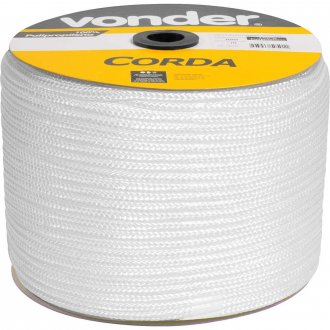 Corda multifilamento tran�ada 10,0 mm x 190 m, branca, em carretel, VONDER