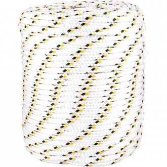 Corda multifilamento tran�ada 8,0 mm x 110 m,branca com detalhes em preto e amarelo, VONDER