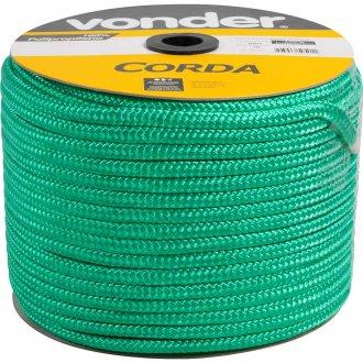 Corda multifilamento tran�ada 10,0 mm x 190 m, verde, em carretel, VONDER